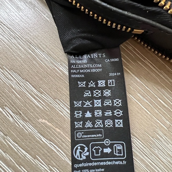 Allsaints Half Moon Suede Crossbody Bag in Mink Tan. - Picture 12 of 12